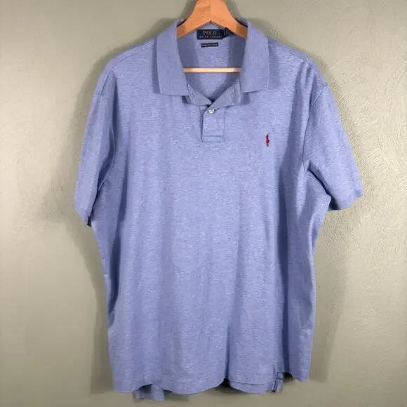 Polo Ralph Lauren Men's Size XL Blue Pima Soft Touch Cotton Casual Polo Shirt - Picture 9 of 10